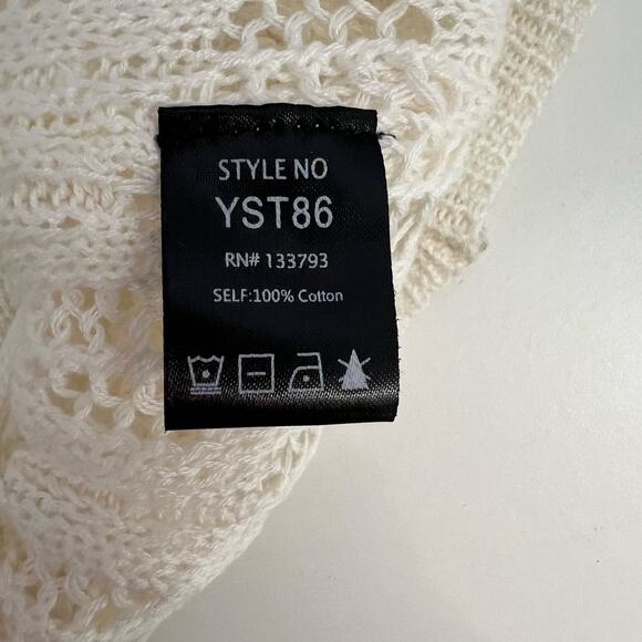 POL Crochet Ivory Beach Cover Up Kimono Cardigan Tassel Tie Waist Size S NWOT - Picture 8 of 12